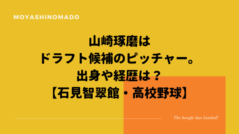 山崎琢磨はドラフト候補のピッチャー。出身や経歴は？【石見智翠館・高校野球】 もやしの窓